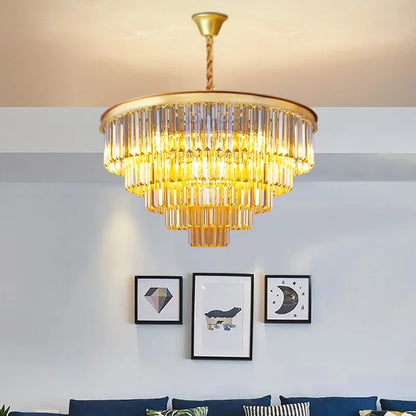 DecorBites™ Crystal Gold Chandelier: Modern Living Room Bedroom Decor Lighting