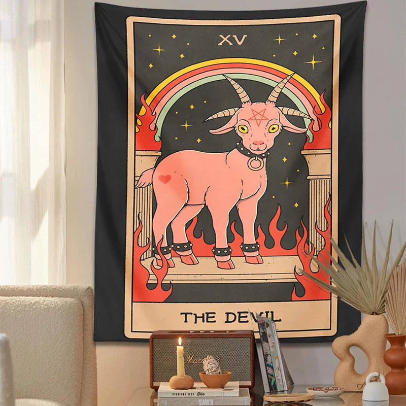 DecorBites™ Devil Tarot Goat Wall Hanging Tapestry - Home Decor Hippie Dorm Room