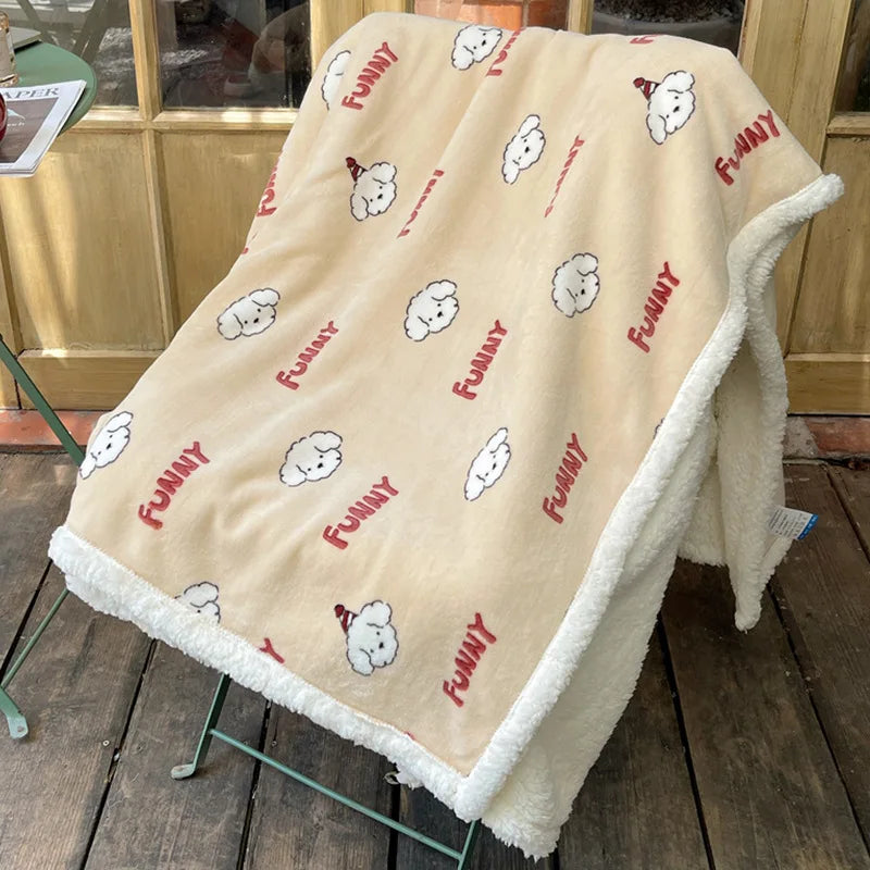 Coral Velvet Cartoon Blanket