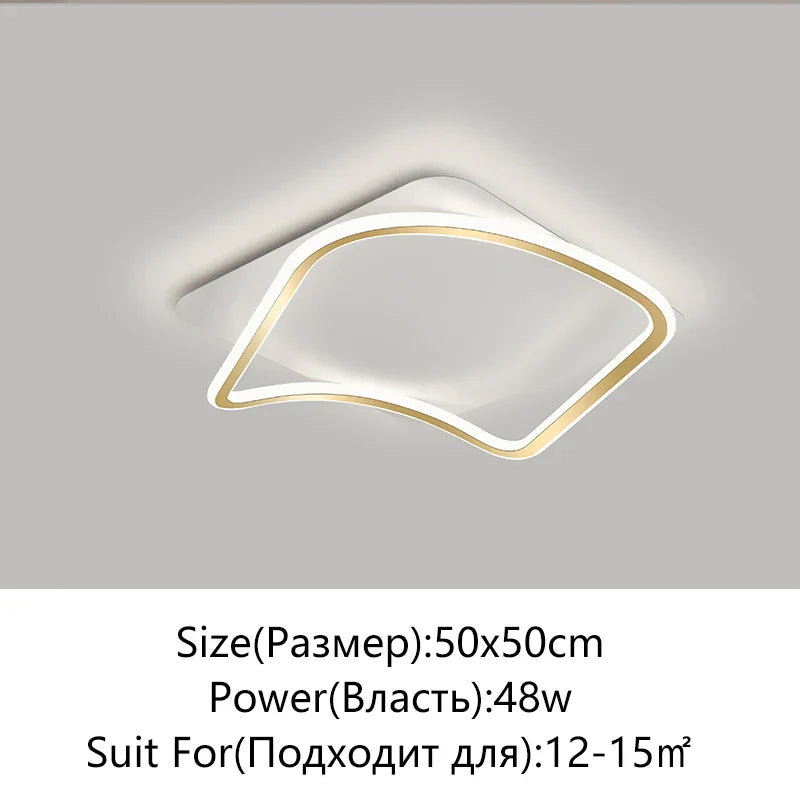 DecorBites™ Golden LED Ceiling Chandelier: Modern Simplicity for Living, Dining, and Bedrooms