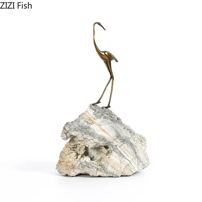 DecorBites™ Golden Crane Sculpture: Modern Desk Decoration and Crafts for Room Aesthetics