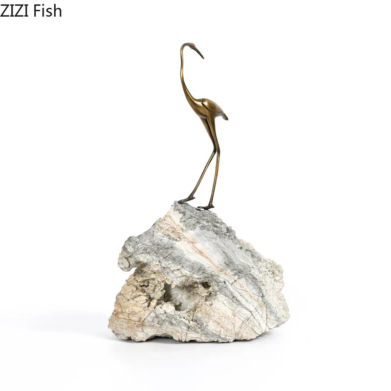 Golden Crane Desk Sculpture