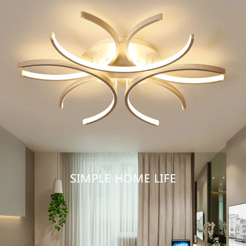 White Modern LED Chandelier For Bedroom Or Dining