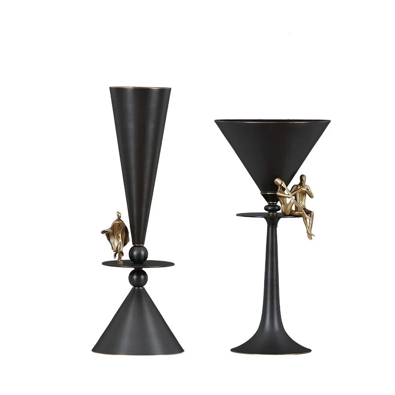 DecorBites™ Geometric Bronze Vase for Home Decor