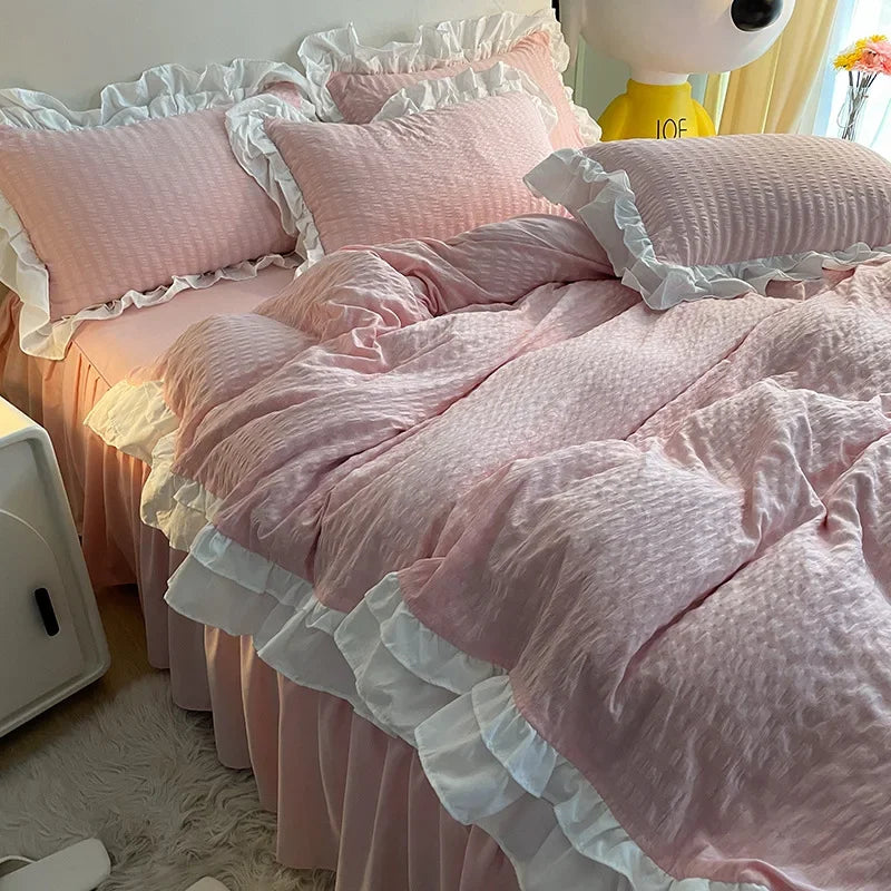 Washed Cotton Lace Bedding