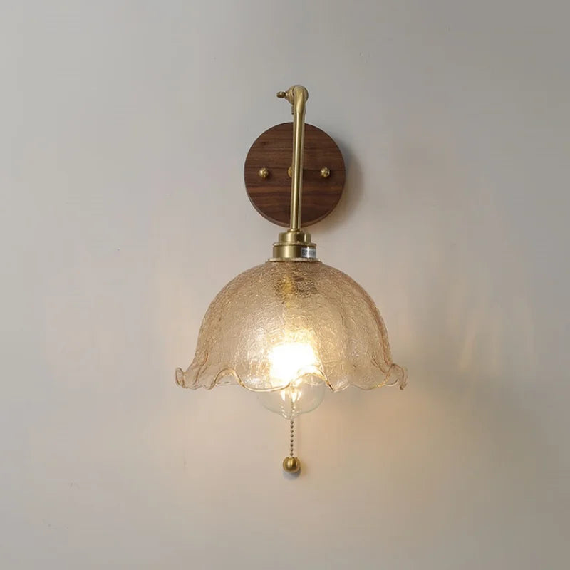 DecorBites™ LED Wall Lights Up Down Rotate Pull Chain Switch Bedside Lamp Glass Canopy Fixtures