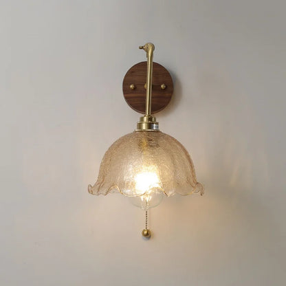 DecorBites™ LED Wall Lights Up Down Rotate Pull Chain Switch Bedside Lamp Glass Canopy Fixtures