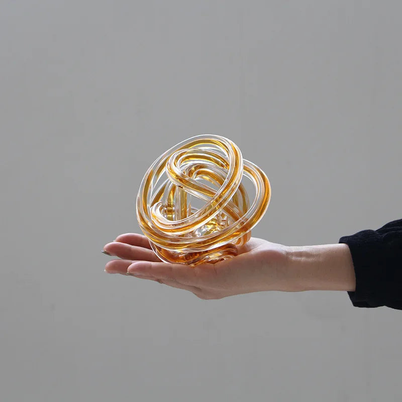 DecorBites™ Geometric Wound Glass Twine Sphere Ornament - Handmade Home Decor Accessory