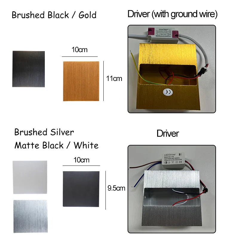 DecorBites™ LED Up Down Wall Lamps: Gold & Silver Aluminium Wall Light for Bedroom, Living Room, Corridor