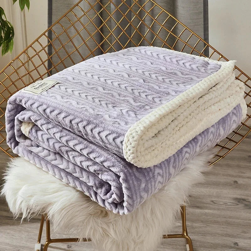 DecorBites™ Coral Fleece Flannel Blanket: Cozy Single/Queen Size Little Quilt - Winter Office/Dorm Warmth