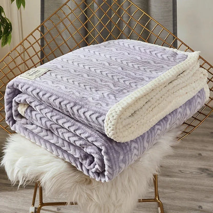DecorBites™ Coral Fleece Flannel Blanket: Cozy Single/Queen Size Little Quilt - Winter Office/Dorm Warmth