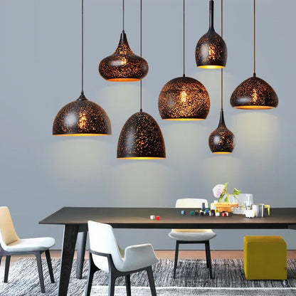 DecorBites™ Etched Iron Chandelier Pendant Light Fixture for Dining and Living Room
