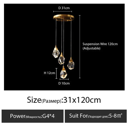 DecorBites™ Diamond Crystal Chandelier Staircase LED Large Living Room Hall Lighting