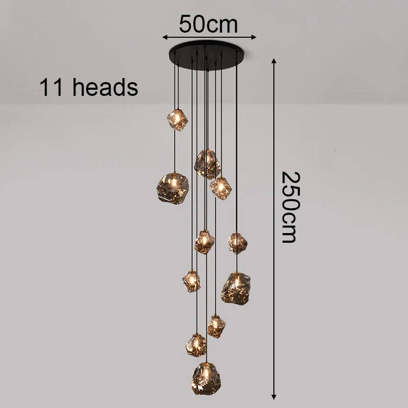 Modern Ring Pendant Chandelier in Iron, Acrylic, Glass