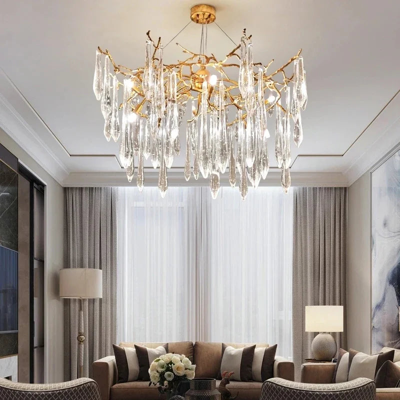 Gold LED Branch Chandelier Aluminum Dia100cm