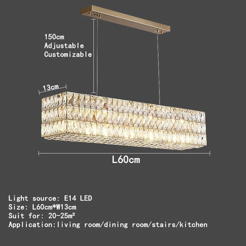 Crystal Ring Pendant Light Gold 2-Ring D100cm