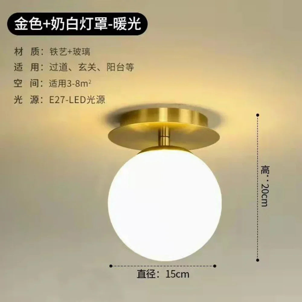 Gold Ball Glass Ceiling Lamp