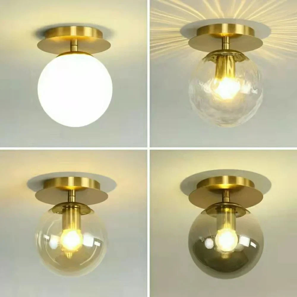 Gold Ball Glass Ceiling Lamp