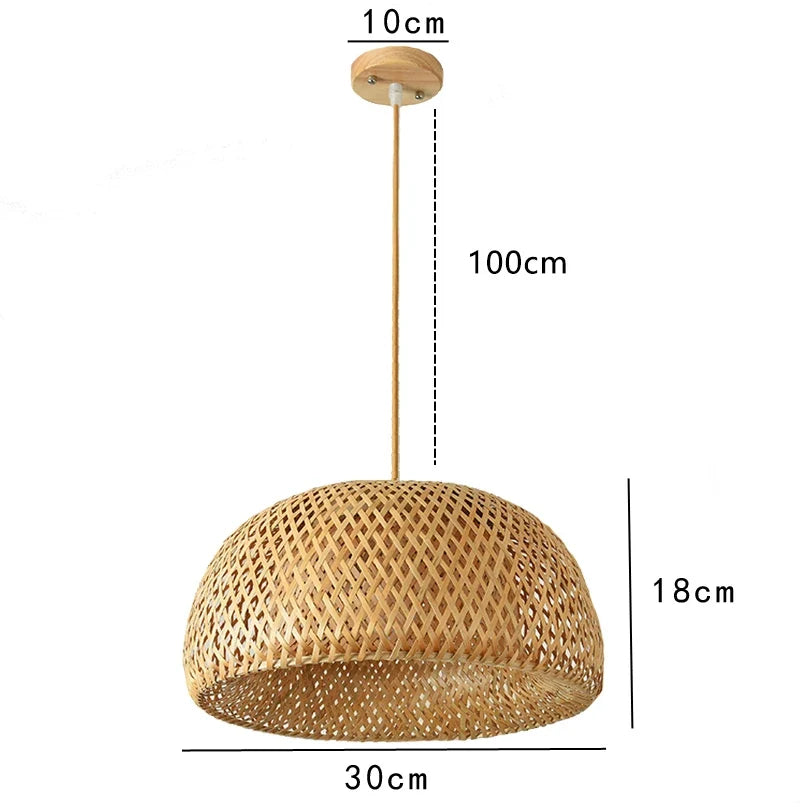 Hand-Knitted Japanese Style Bamboo Weave Pendant Light