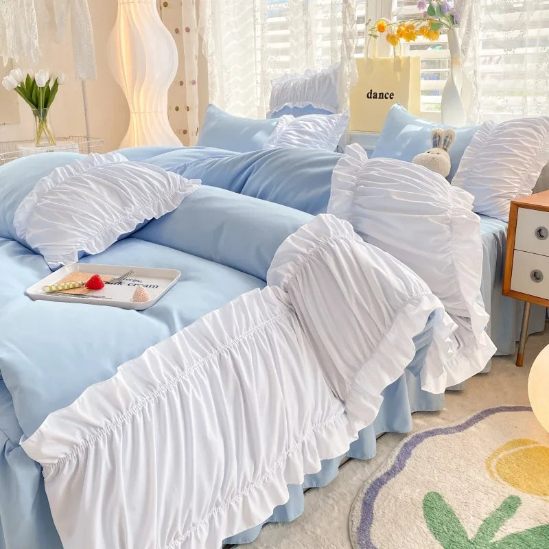 Solid Cotton Lace Bedding