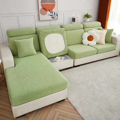 DecorBites™ Jacquard L Sofa Seat Cover Protector: Stretchable, Washable, Thick Slipcovers