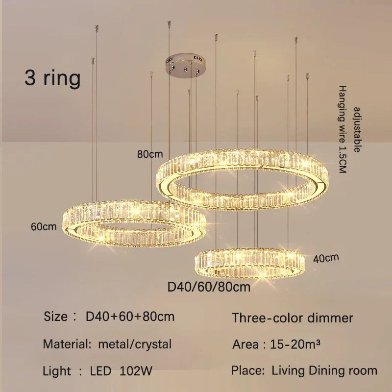 Gold Crystal Halo Chandelier