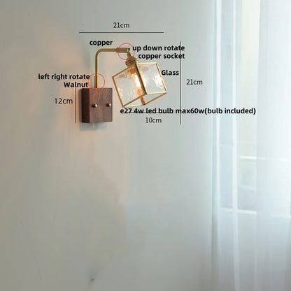 DecorBites™ Brass LED Wall Lights Modern Stair Light Fixture Blue Glass Bedside Lamp