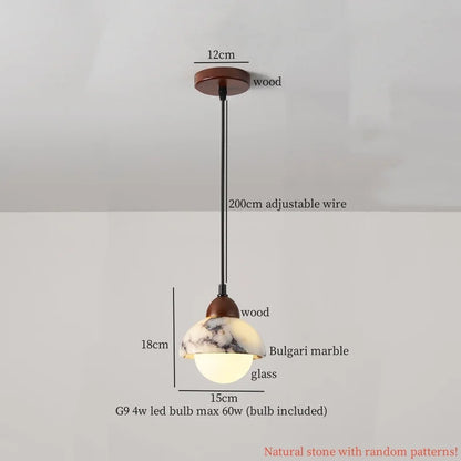 DecorBites™ Cream Marble LED Pendant Light: Modern Nordic Hanging Lamp for Living, Bedroom, Kitchen