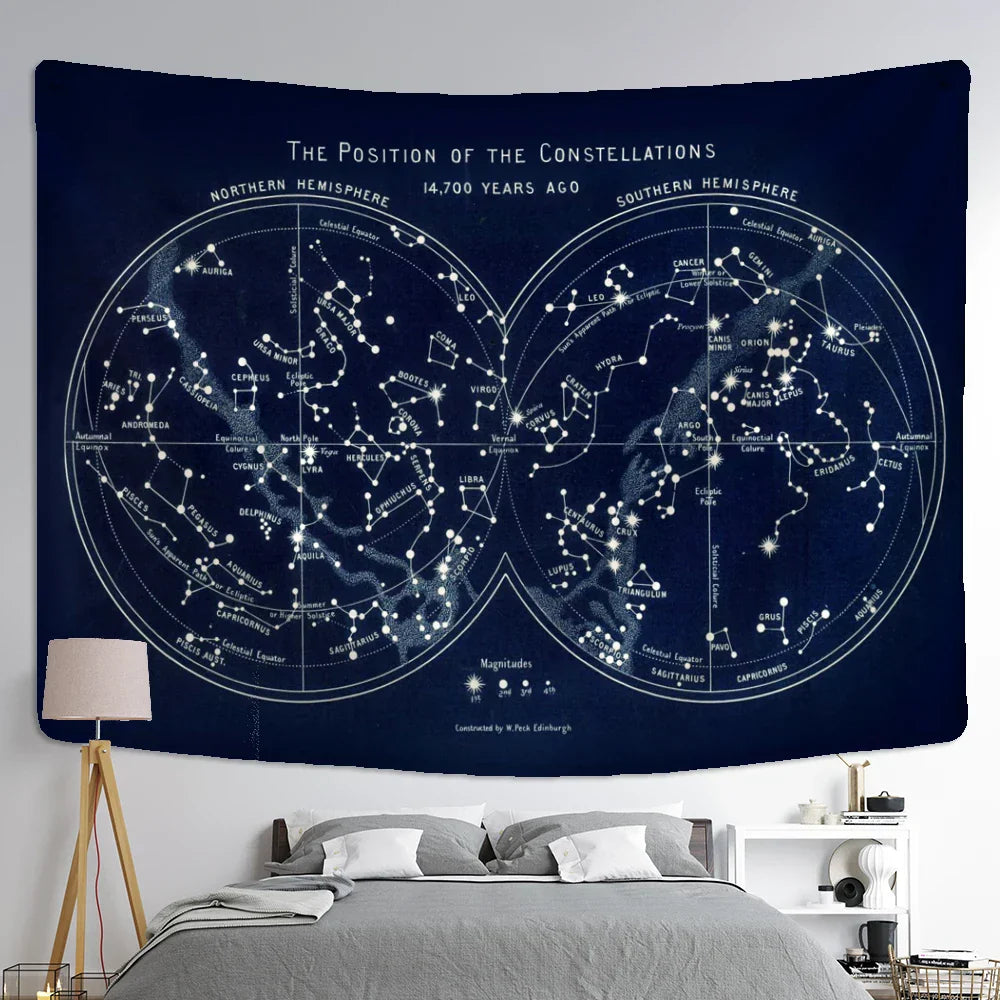 DecorBites™ Cosmic Constellation Compass Tapestry: Abstract Psychedelic Witchcraft Wall Hanging