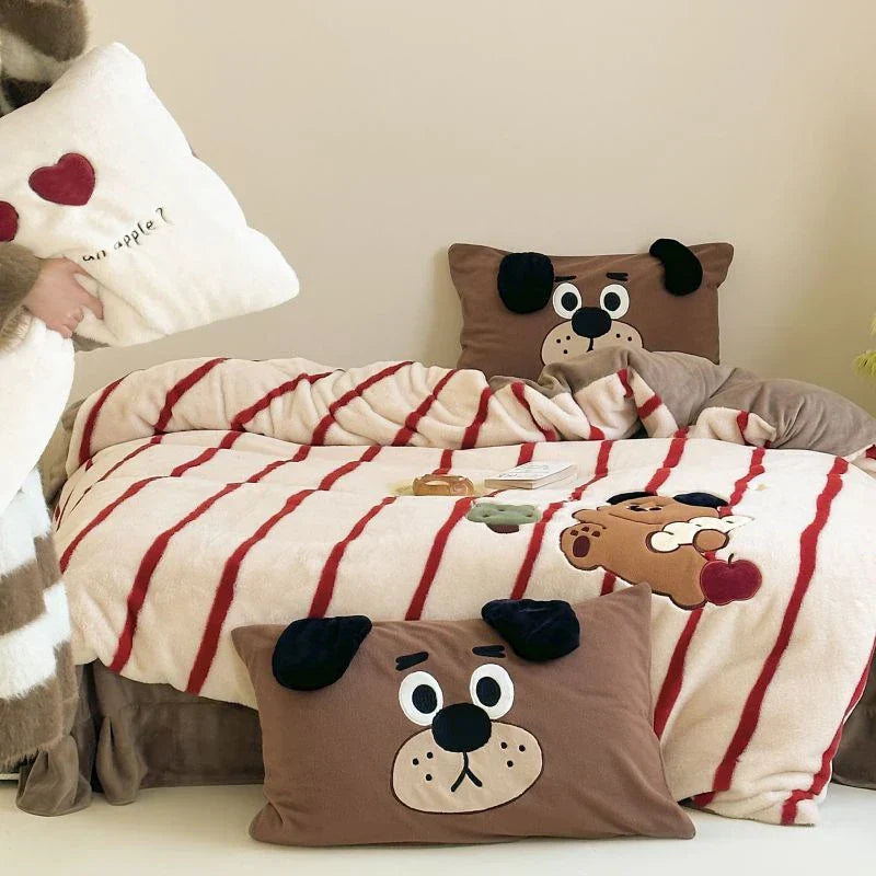 DecorBites™ Cozy Autumn Winter King Size Duvet Set with Velvet Blanket Cover