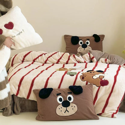 DecorBites™ Cozy Autumn Winter King Size Duvet Set with Velvet Blanket Cover