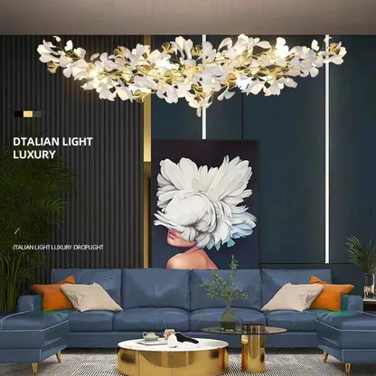 DecorBites™ Ginkgo Branch Leaf LED Ceiling Chandelier - Modern Nordic Design for Home Decor