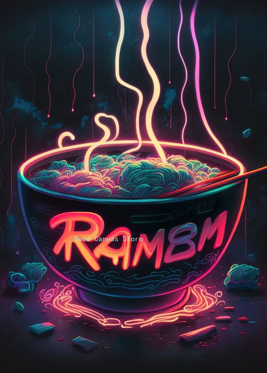 Neon Food Canvas Art