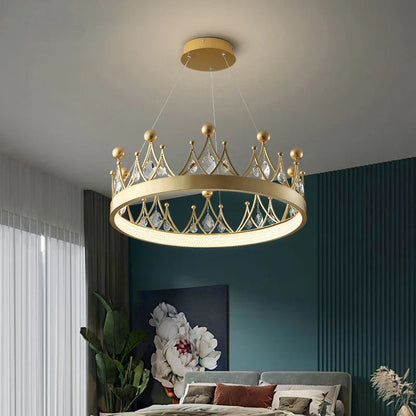 DecorBites™ Crown Crystal Chandelier Pendant Light for Bedroom and Living Room Decor
