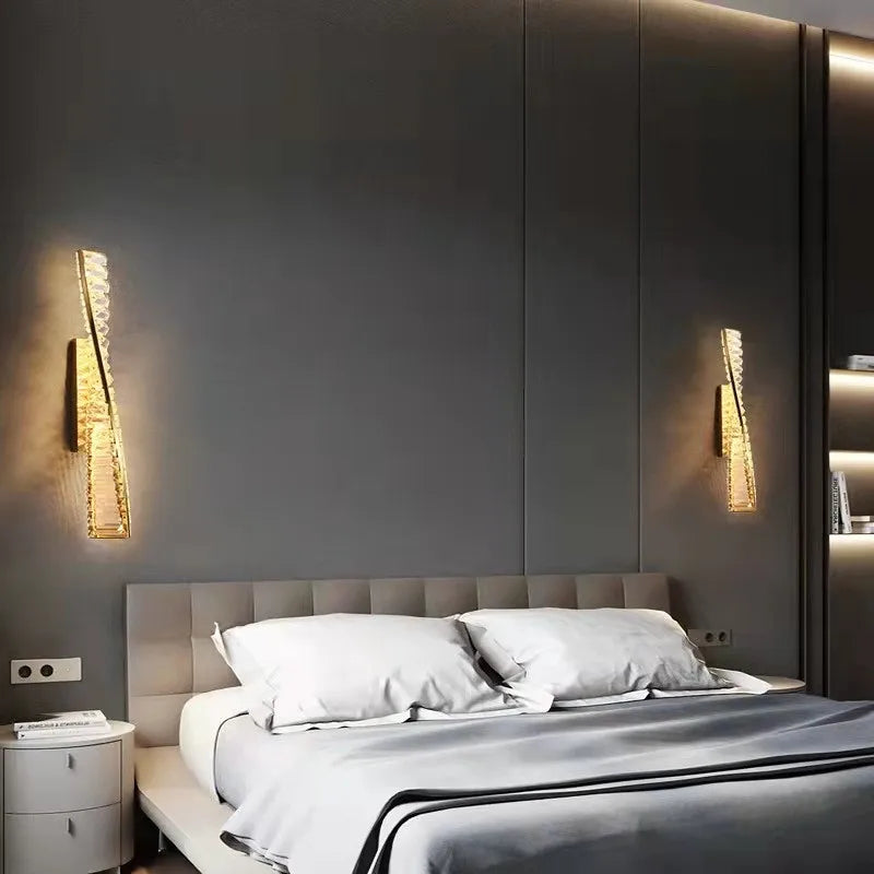 DecorBites™ Crystal Gold Wall Lamp Dimmable Steel Sconces Luxury Indoor Light Fixture