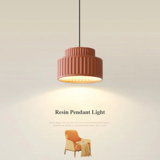 DecorBites™ Cream Resin LED Pendant Light for Home Decor