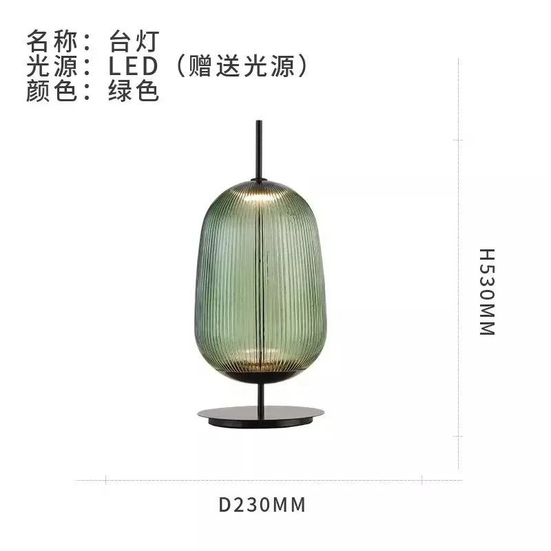 DecorBites™ Green Red Glass Table Lamp LED Lighting for Bedroom and Living Room