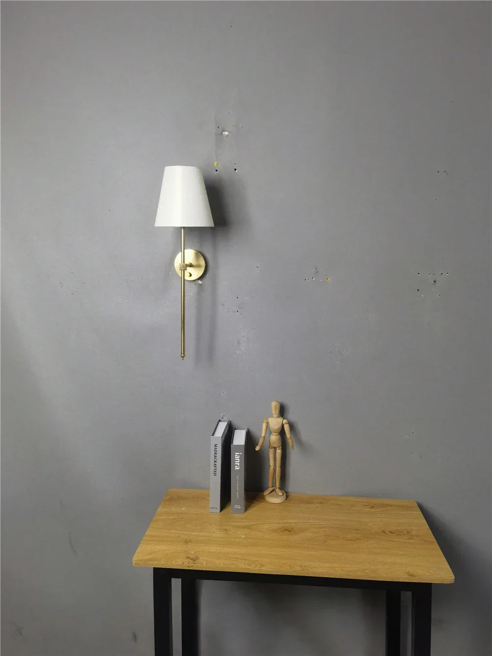 DecorBites™ Gold Cloth Lampshade Wall Sconce for Bedroom Living Room Lighting