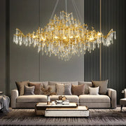Golden Crystal Long Chandelier