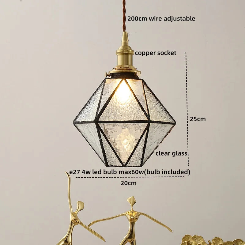 DecorBites™ Glass Copper LED Hanging Light: Nordic Pendant Lamp, Living Room Bedroom Coffee Knob Switch