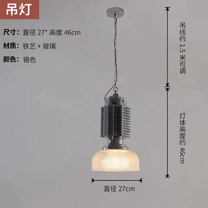 DecorBites™ Glass Chrome Pendant Light LED E27 Iron Art Decor for Restaurant Café