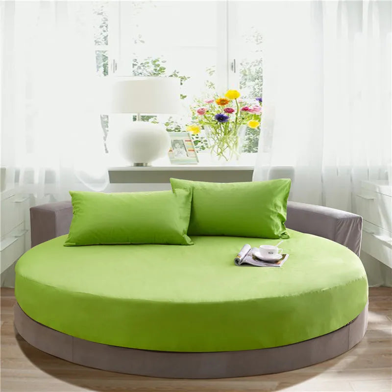 DecorBites™ Cotton Round Fitted Bed Sheet Set with Pillowcases