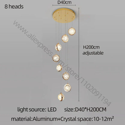 DecorBites™ Crystal Ball Chandelier: Modern Loft & Staircase Hanging Light for Home, Hotel & Mall