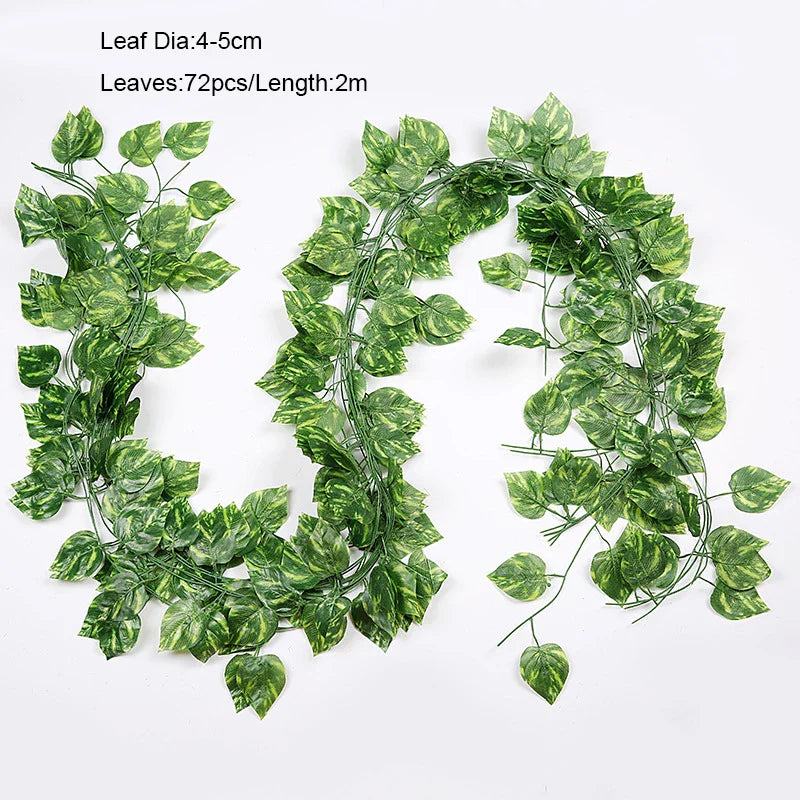 DecorBites™ Ivy Green Fake Leaves Garland Vine Wall Decoration Artificial Plants