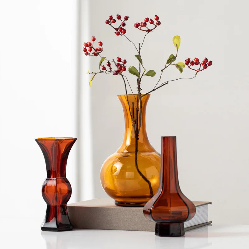 Green Glass Geometric Vase