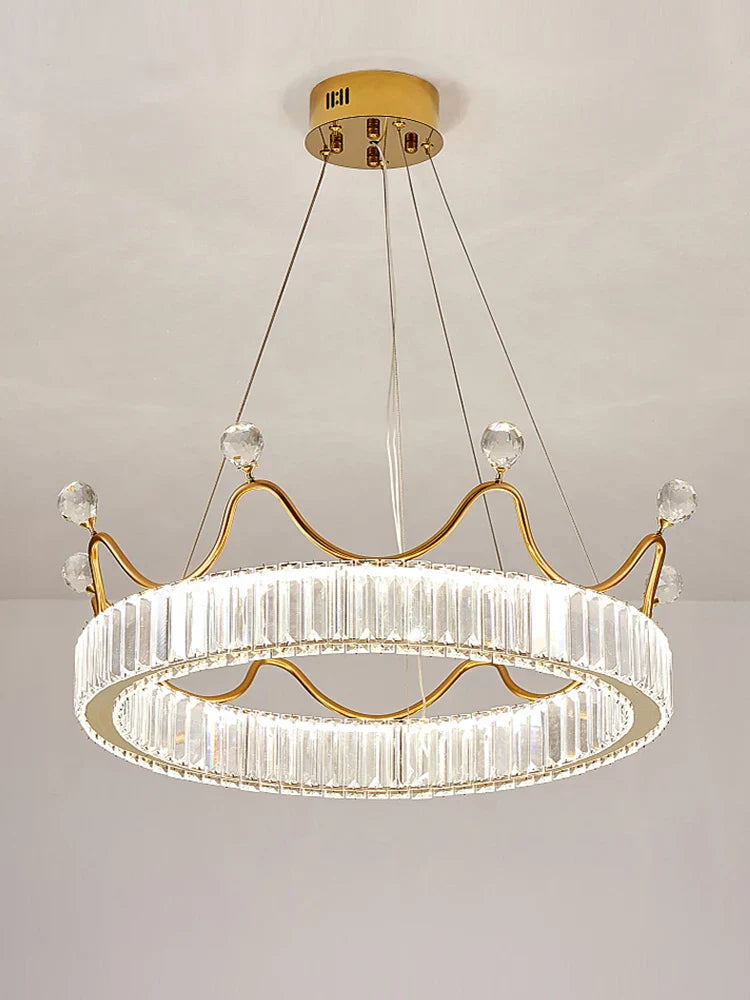 DecorBites™ Crown Petal LED Crystal Chandelier - Luxury Nordic Design for Girls' Bedroom