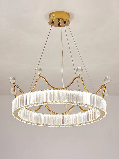 DecorBites™ Crown Petal LED Crystal Chandelier - Luxury Nordic Design for Girls' Bedroom