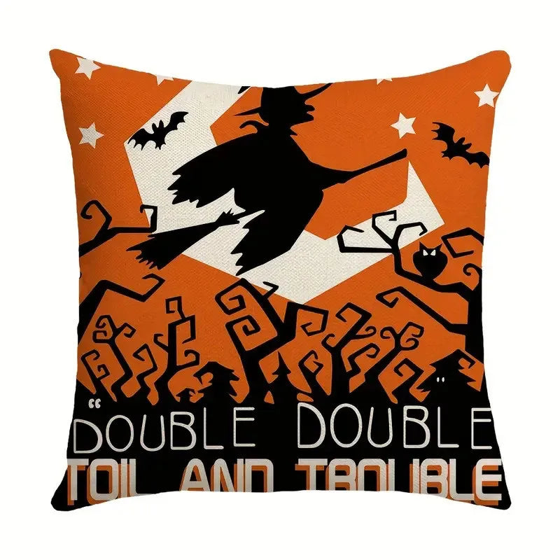 Pumpkin Witch Print Pillowcase