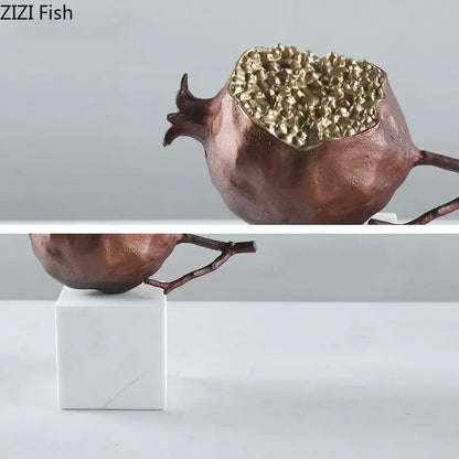 DecorBites™ Golden Pomegranate Sculpture Desk Decoration