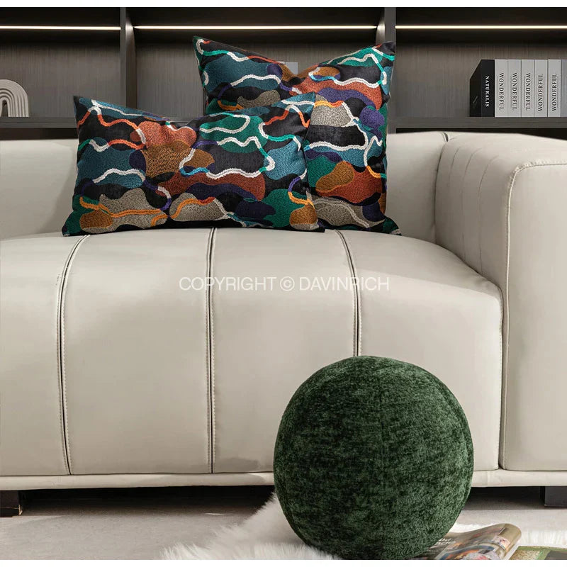 DecorBites™ Geometric Embroidery Abstract Cushion Covers 45x45cm, Modern Home Decor